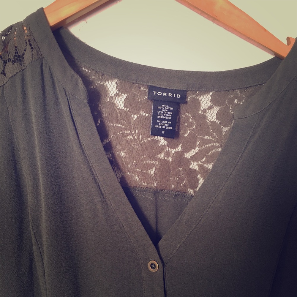 Torrid olive green blouse